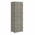 Schrank – 59 × 40 × 180 cm, aus Rattan, Grau, für Garten und Balkon
