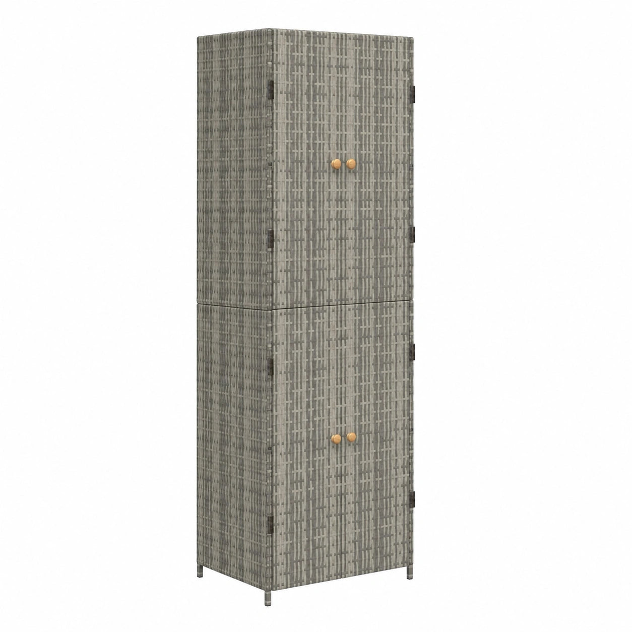 Schrank – 59 × 40 × 180 cm, aus Rattan, Grau, für Garten und Balkon