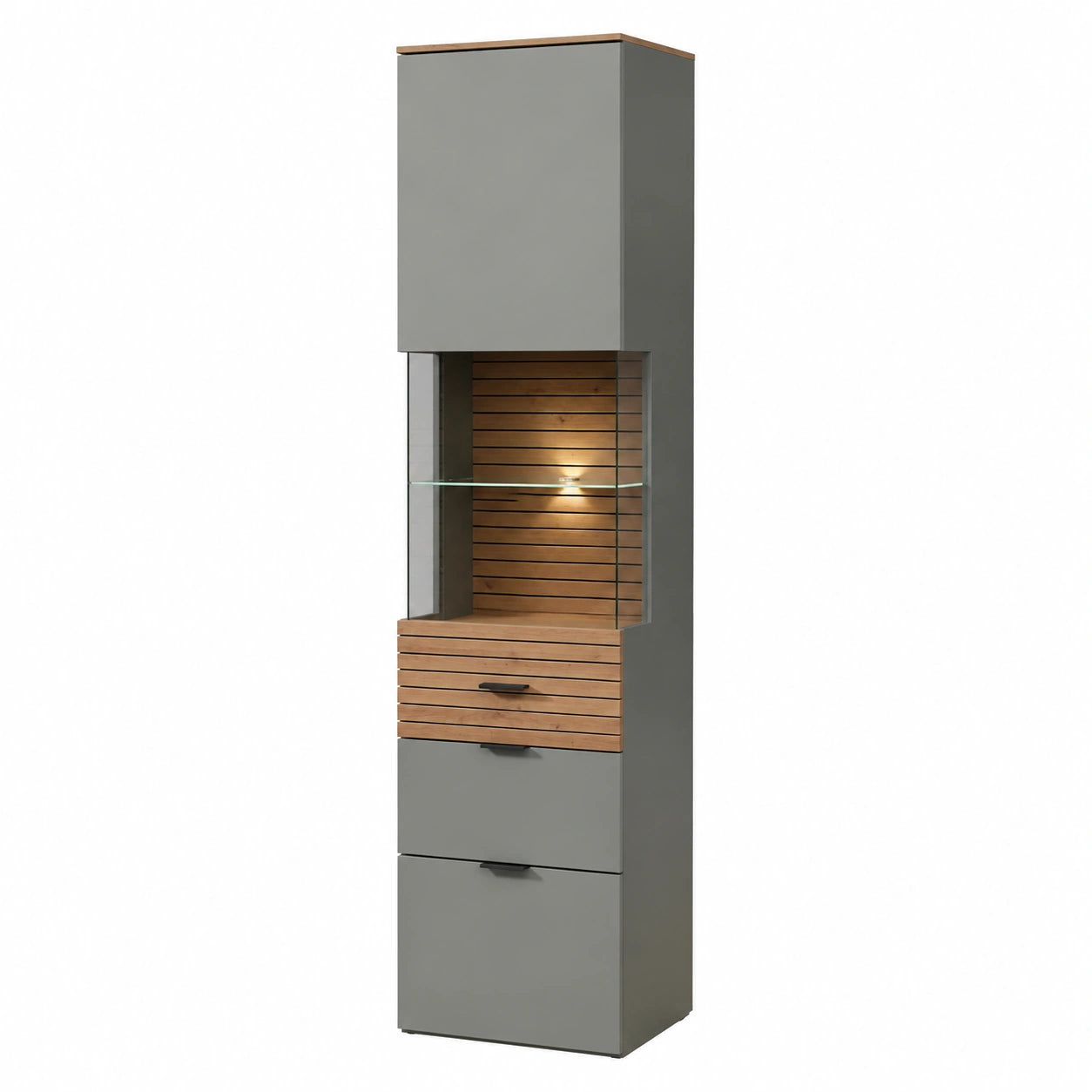 Vitrine – 45 × 200 × 36 cm, aus Eichenholz, Artisan-Eiche
