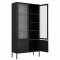 Glasvitrine – moderner Stil, mit Ablagen, aus Metall, Schwarz, für Küche, Wohnzimmer und Flur