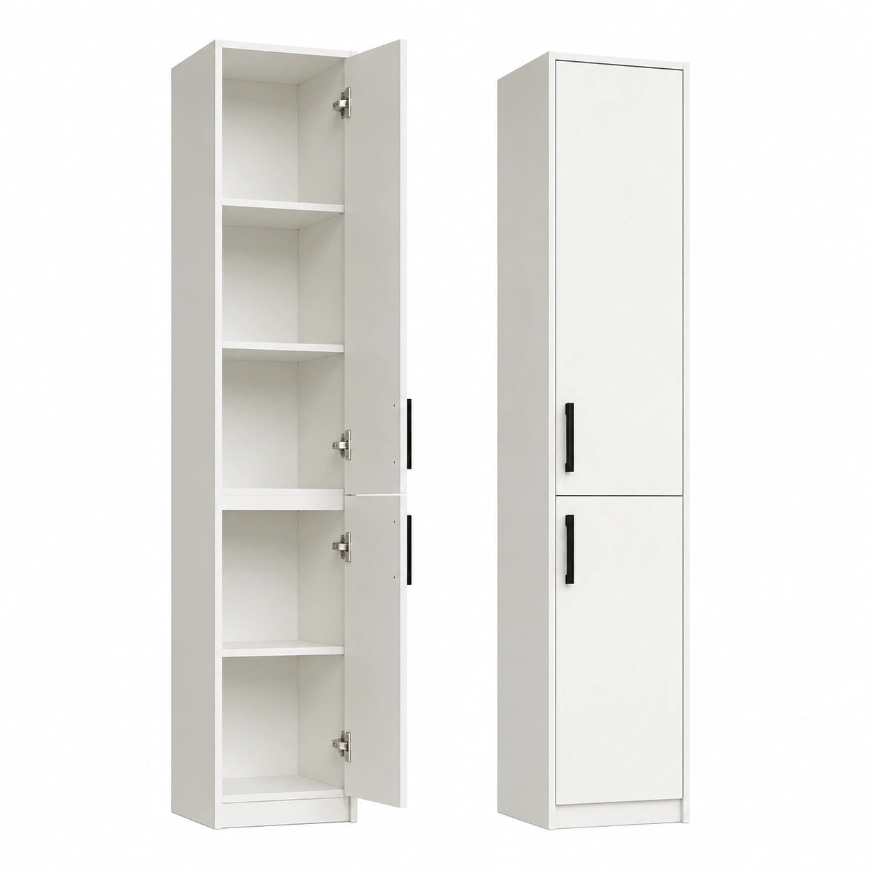 Bücherregal – 35 × 35 × 180 cm, moderner Stil, mit mehreren Türen, für Wohnzimmer, Schlafzimmer und Büro