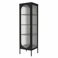 Vitrinenschrank – 42 × 175 × 40 cm, mit Ablagen, aus Stahl, Schwarz, für Wohnzimmer