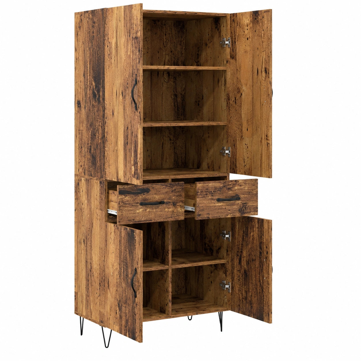 Highboard – moderner Stil, rechteckige Form, mit Stauraum, mit Schubladen, aus Glas, für Esszimmer
