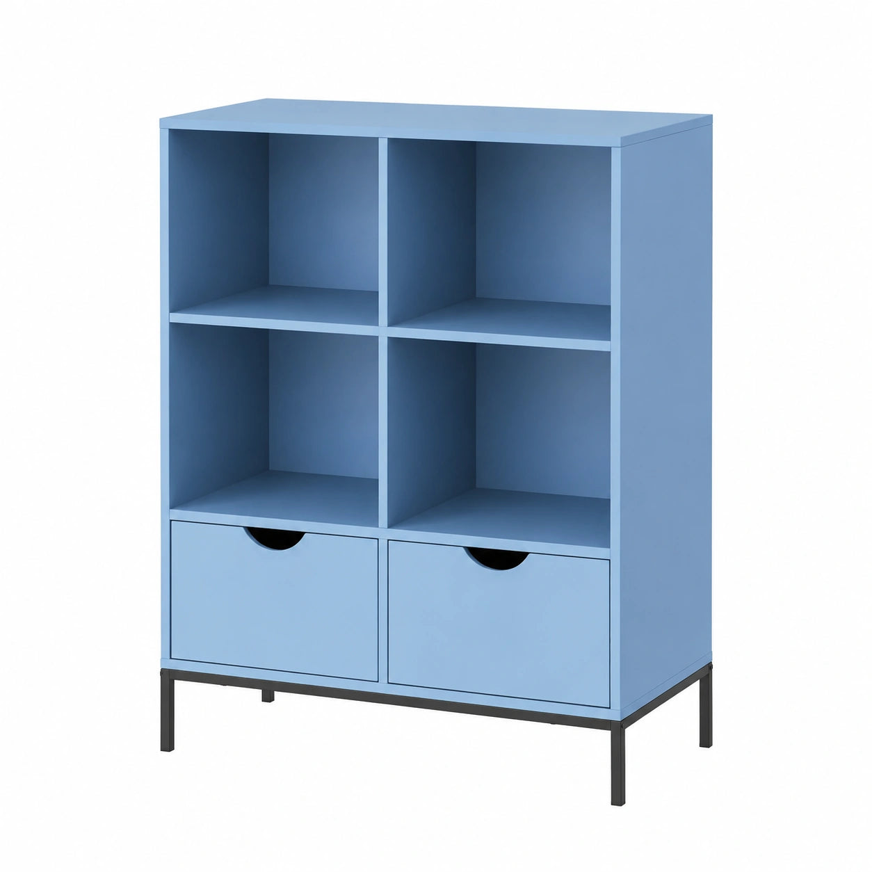Regal – 105 × 80 × 40 cm, mit Stauraum, mit Schubladen, Blau, für Wohnzimmer