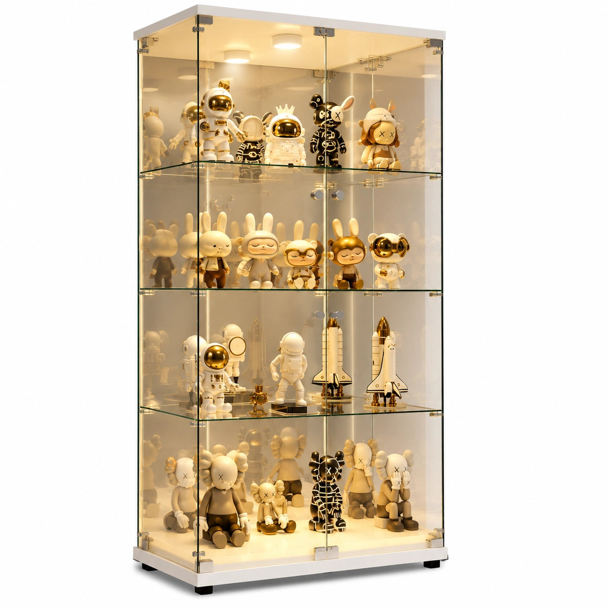Vitrinenschrank – moderner Stil, mit LED-Beleuchtung, aus Glas, für Wohnzimmer und Büro