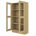 Vitrine – 82,5 × 30,5 × 150 cm, mit mehreren Türen, aus Eichenholz und Glas, für Esszimmer und Küche