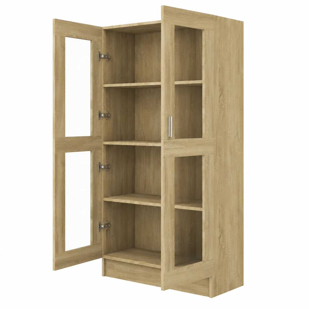 Vitrine – 82,5 × 30,5 × 150 cm, mit mehreren Türen, aus Eichenholz und Glas, für Esszimmer und Küche