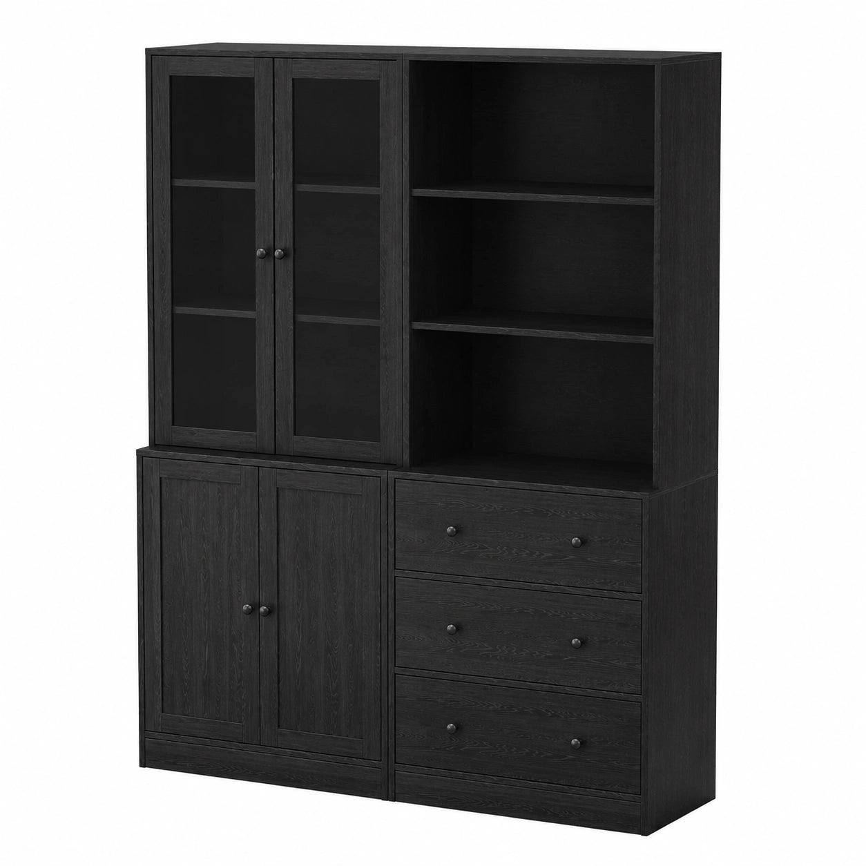 Bücherregal – 180 cm, Schwarz, für Esszimmer, Küche und Wohnzimmer